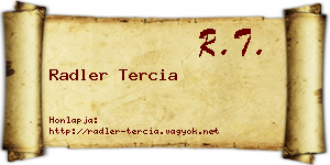 Radler Tercia névjegykártya